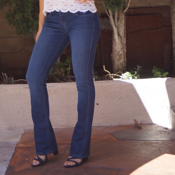 BLEULAB Reversible 2in1 Boot Cut Jeans Dark Blue and Floral Print Size 25 - Picture 1 of 12